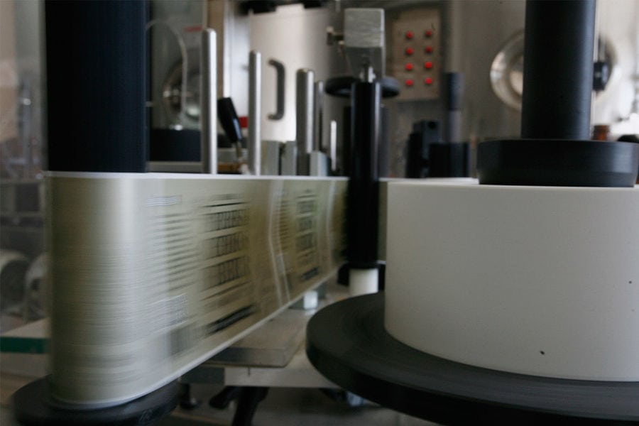 labeling machine working at 'Chios Beer' plant